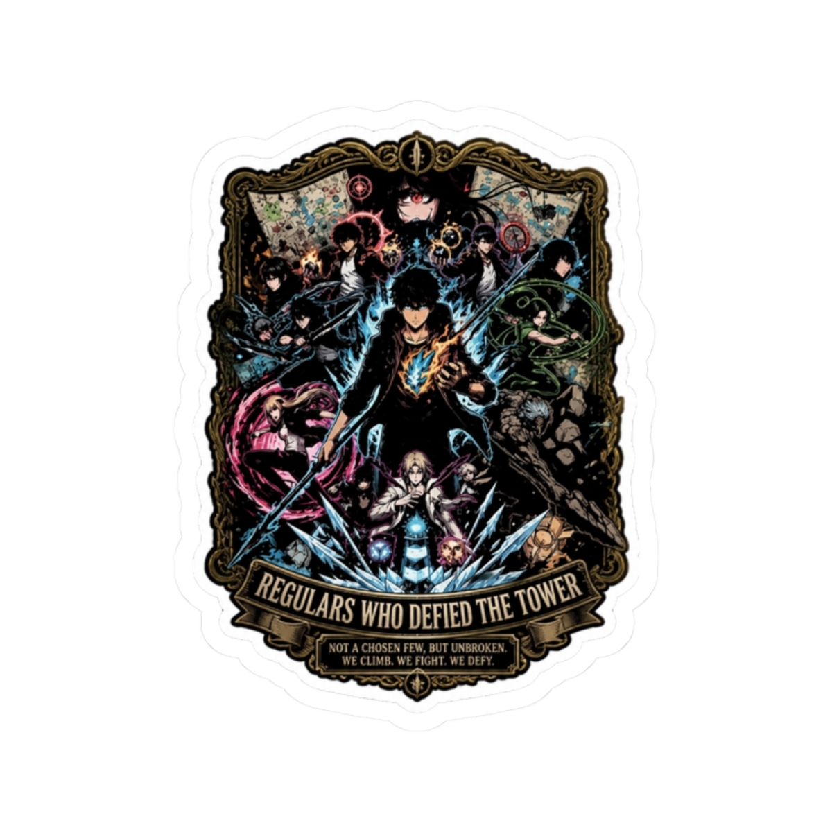 Tower Of God Character Collage Art Sticker - alternate angle 2, merchandise